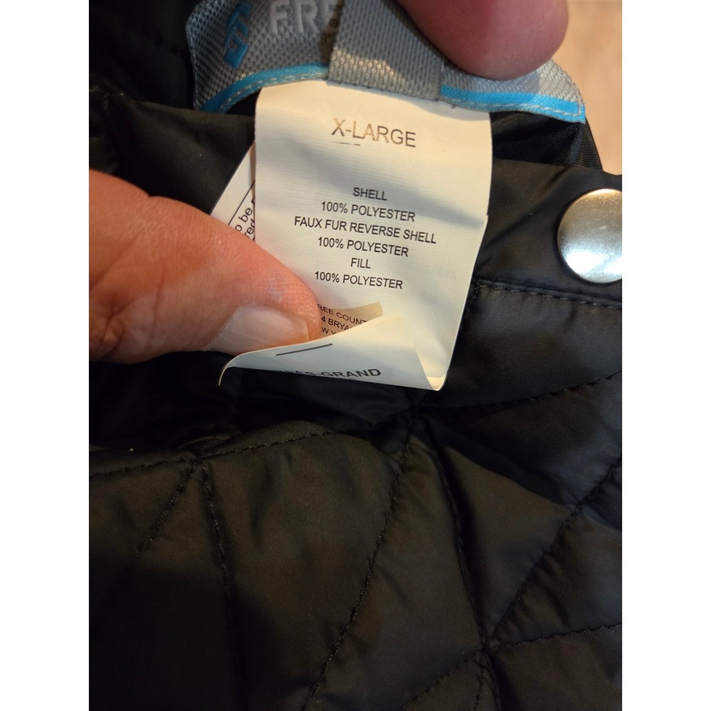 Free Country Womens XL Black Quilted Faux Fur Lined Puffer Vest Full Zip Pockets - Picture 6 of 6